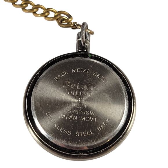Details Pocket Watch with 14" Chain, Quartz Movement, Works New Battery - Picture 12 of 15
